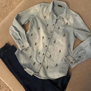 Long sleeved button up top